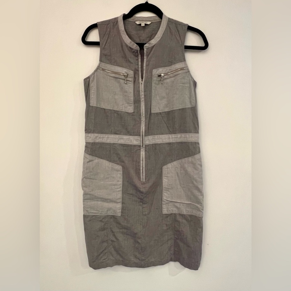 Calvin Klein Jeans Small Gray dress zippers sleeveless cotton pockets shift edgy